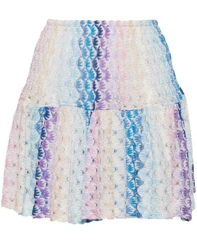 Missoni Knitted Miniskirt With Lace Details - Blue