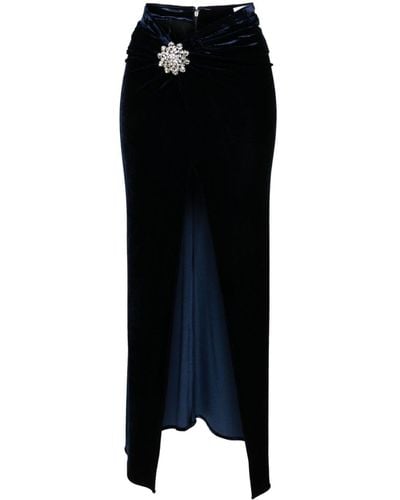 Rabanne Robe mi-longue en velours à broche ornée de cristal - Noir