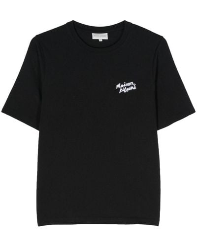 Maison Kitsuné T-shirt Met Geborduurd Logo - Zwart