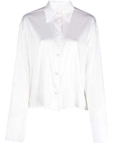Genny Cropped-Hemd mit Knopfleiste - Weiß