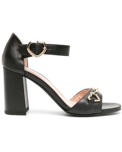Love Moschino 85mm Logo-engraved Leather Sandals - Black