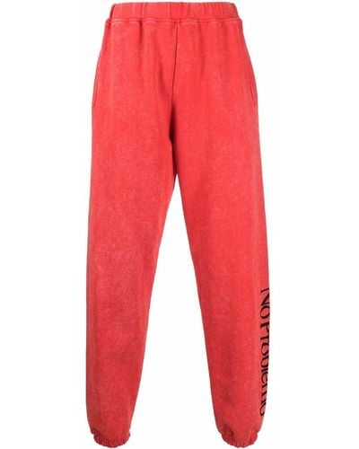 Aries Pantalones de chándal con logo estampado - Rojo