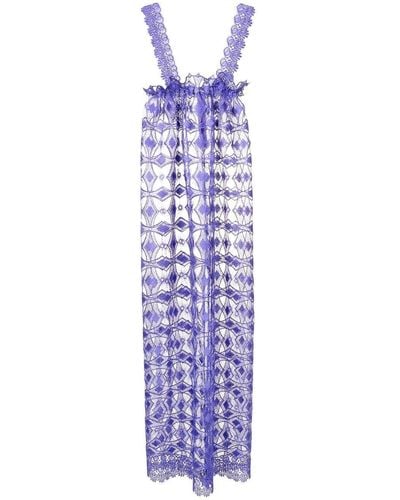 Olympiah Floral Lace-embroidered Sleeveless Dress - Purple