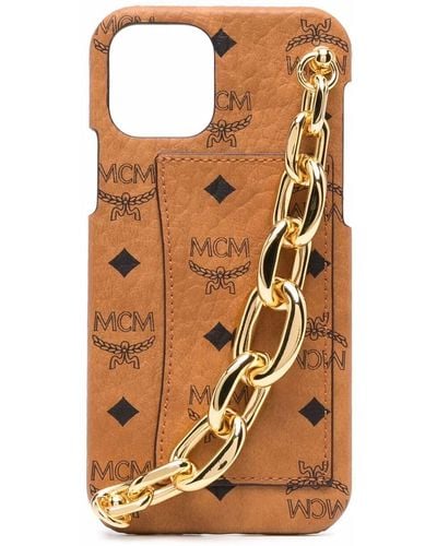MCM Chain-handle Iphone 12/12 Pro Case - Brown