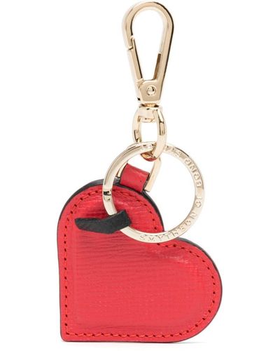 Smythson Heart-pendant Leather Keyring - Pink