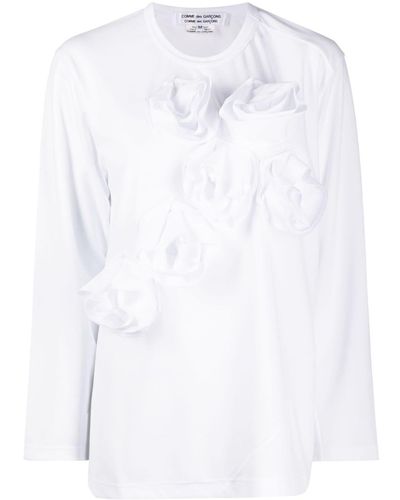 Comme des Garçons Floral-appliqué Long-sleeve T-shirt - White