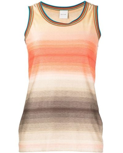 Paul Smith Striped Sleeveless Cotton Top - Red