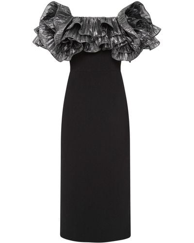 Rebecca Vallance Lumi Ruffled Midi Dress - Black