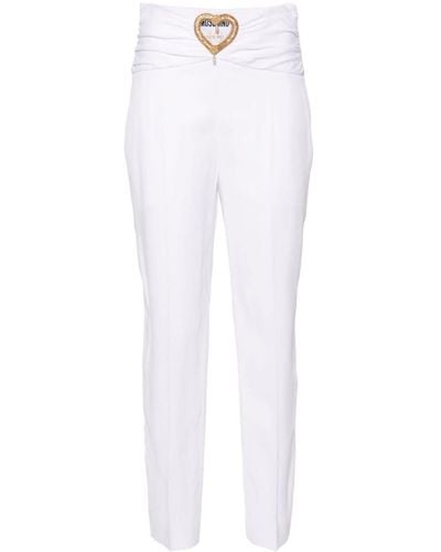 Moschino Heart-charm Slim-cut Trousers - White