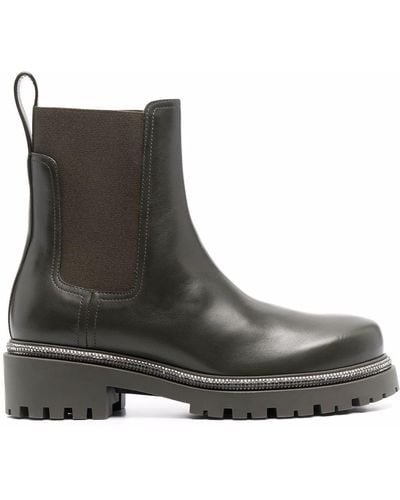 Rene Caovilla Chunky-sole Leather Boots - Green