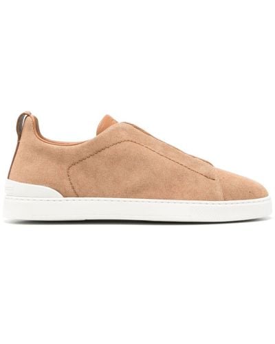 ZEGNA Triple Stitch Canvas Sneakers - Pink