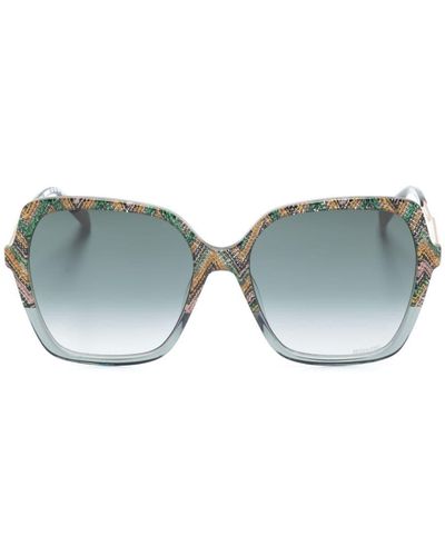 Missoni Zigzag-print Butterfly-frame Sunglasses - Blue