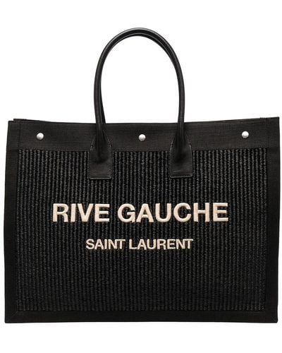 Saint Laurent Bolso shopper con logo estampado - Negro