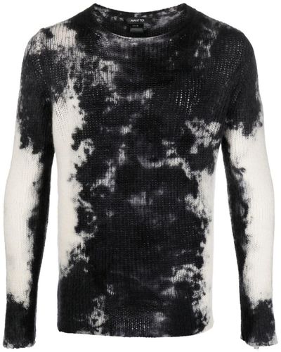 Avant Toi Tie Dye-print Crew-neck Sweater - Black