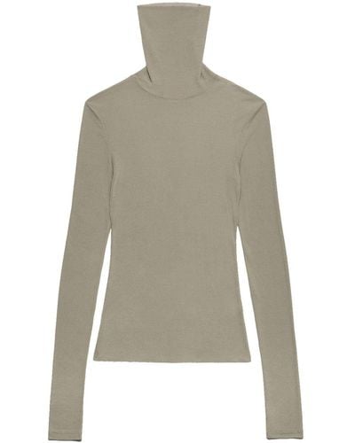 Ami Paris Fein geripptes Sweatshirt mit Rollkragen - Grau