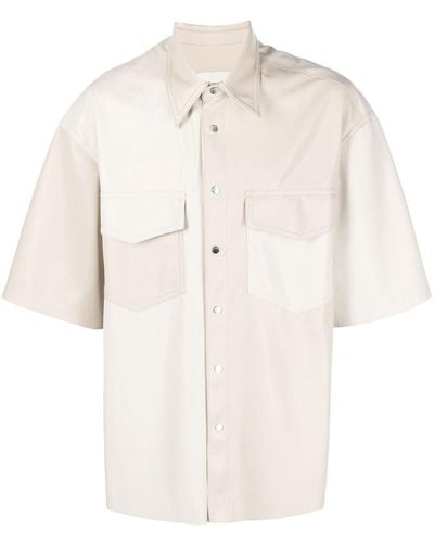 Nanushka Faux-leather Short-sleeve Shirt - Natural
