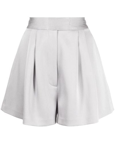 Alex Perry Pleated High-waisted Shorts - White