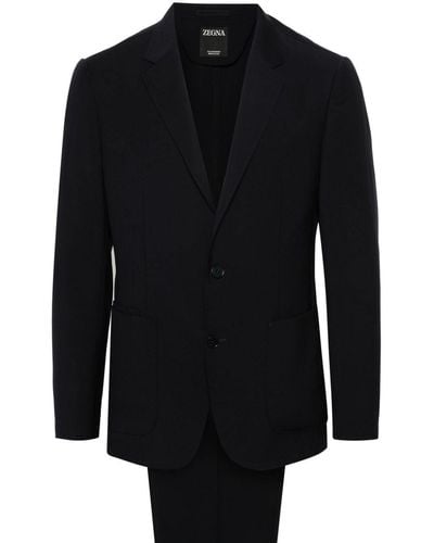 Zegna Wool Single-breasted Suit - Black