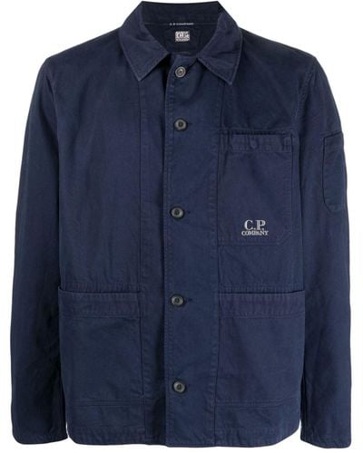 C.P. Company Camisa utility con logo bordado - Azul