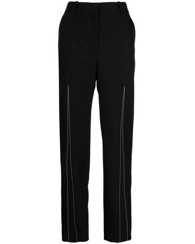 Ports 1961 Contrast-stitching Slim-cut Trousers - Black