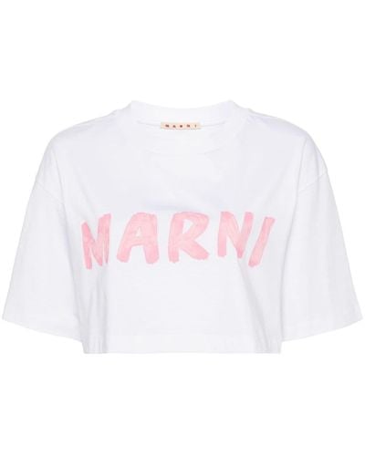 Marni T-shirt crop con stampa - Bianco