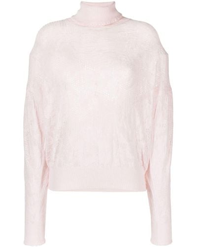 Twin Set Roll-neck Knitted Top - Pink