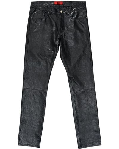 424 Slim-fit Leather Trousers - Grey