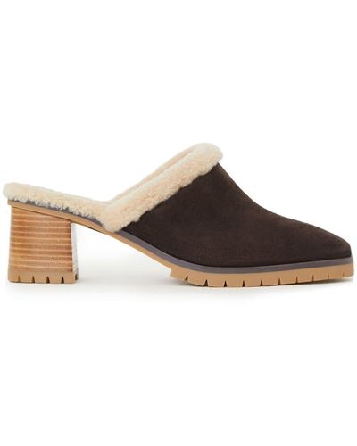 12 STOREEZ 70mm Shearling-lined Mules - Brown