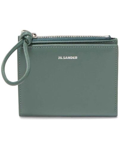 Jil Sander Mini portefeuille en cuir à logo imprimé - Vert