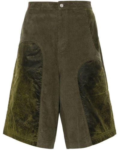 ANDERSSON BELL Corduroy Paneled High-waisted Shorts - Green