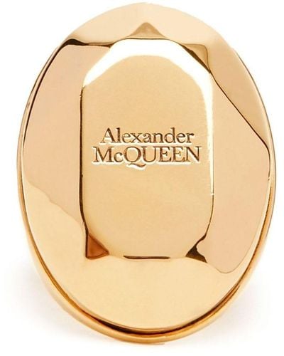 Alexander McQueen Antique Gold Metal The Faceted Stone Ring - Orange