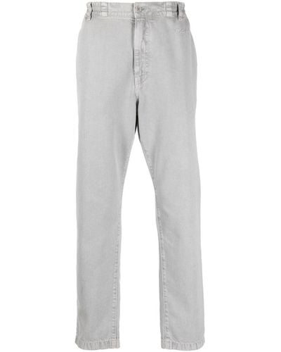 Moschino Pantalones rectos con logo bordado - Gris
