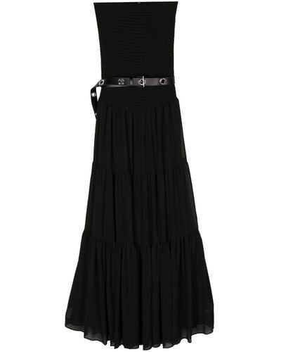 Michael Kors Shirred Strapless Maxi Dress - Black