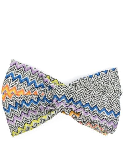 Missoni Haarband Met Zigzag-patroon En Geknoopt Detail - Blauw