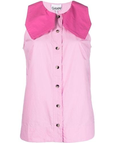 Ganni Mouwloos Hemd - Roze