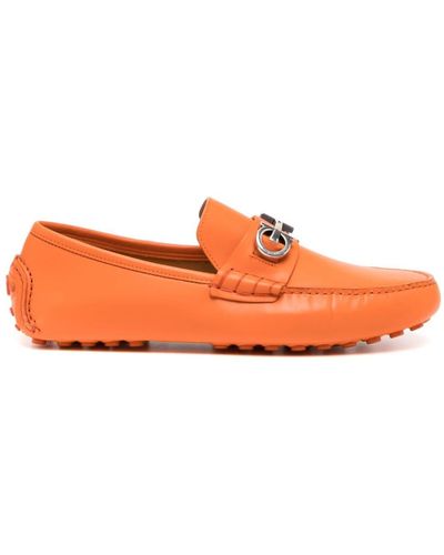Ferragamo Grazioso Leather Monk Shoes - Orange