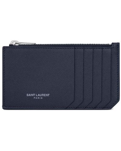 Saint Laurent Fragments Zipped Cardholder - Blue