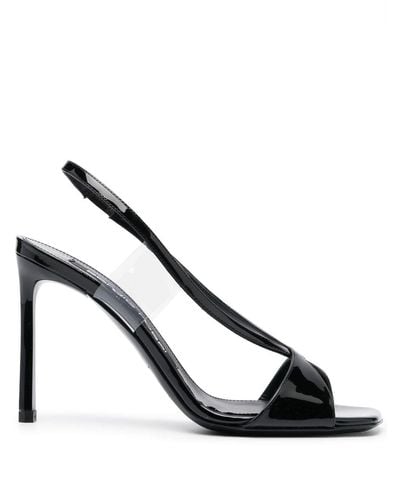 Sergio Rossi 105mm Open-toe Leather Sandals - Metallic