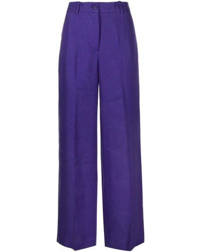 P.A.R.O.S.H. Pantalon en lin à coupe droite - Violet