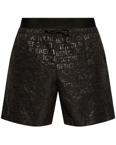 Iceberg Logo-print Swim Shorts - Black
