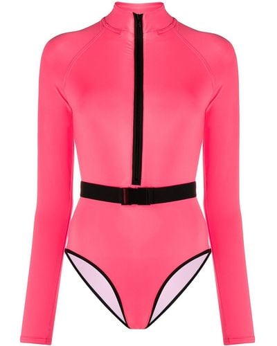 Noire Swimwear Long-sleeve One-piece Swimsuit - Pink