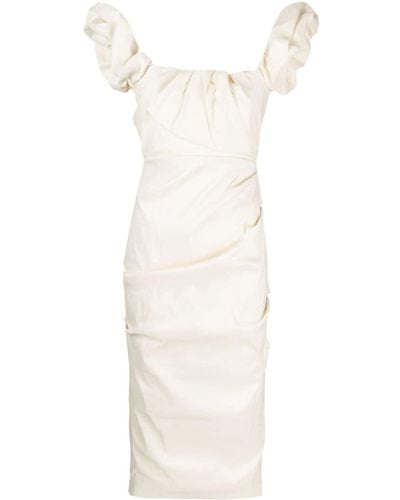Rachel Gilbert Vestido Kalina midi con mangas y volantes - Blanco