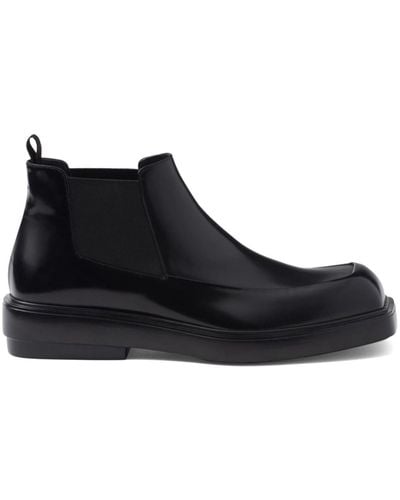 Prada Square-toe Leather Chelsea Boots - Black