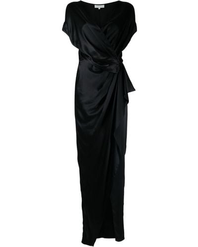 Michelle Mason Wrap Drape-detail Gown Dress - Black