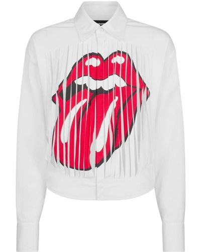 DSquared² X The Rolling Stones Fringe Shirt - White
