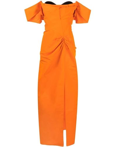 Alexander McQueen Taffeta Long Dress Alexa - Orange
