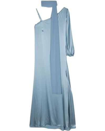 Seventy Asymmetric Satin Maxi Dress - Blue