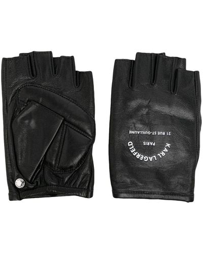 Karl Lagerfeld Rsg Fingerless Leather Gloves - Black