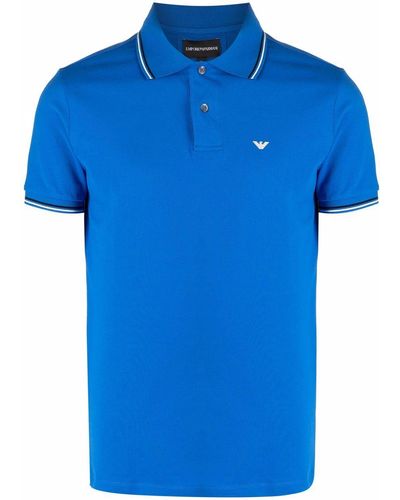 Emporio Armani Poloshirt Met Geborduurd Logo - Blauw
