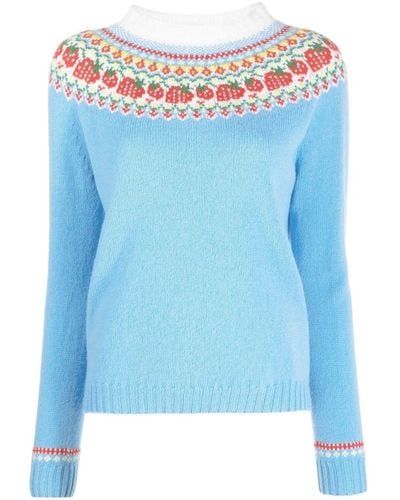 Mackintosh Kelsi Fair Isle Knit Sweater - Blue